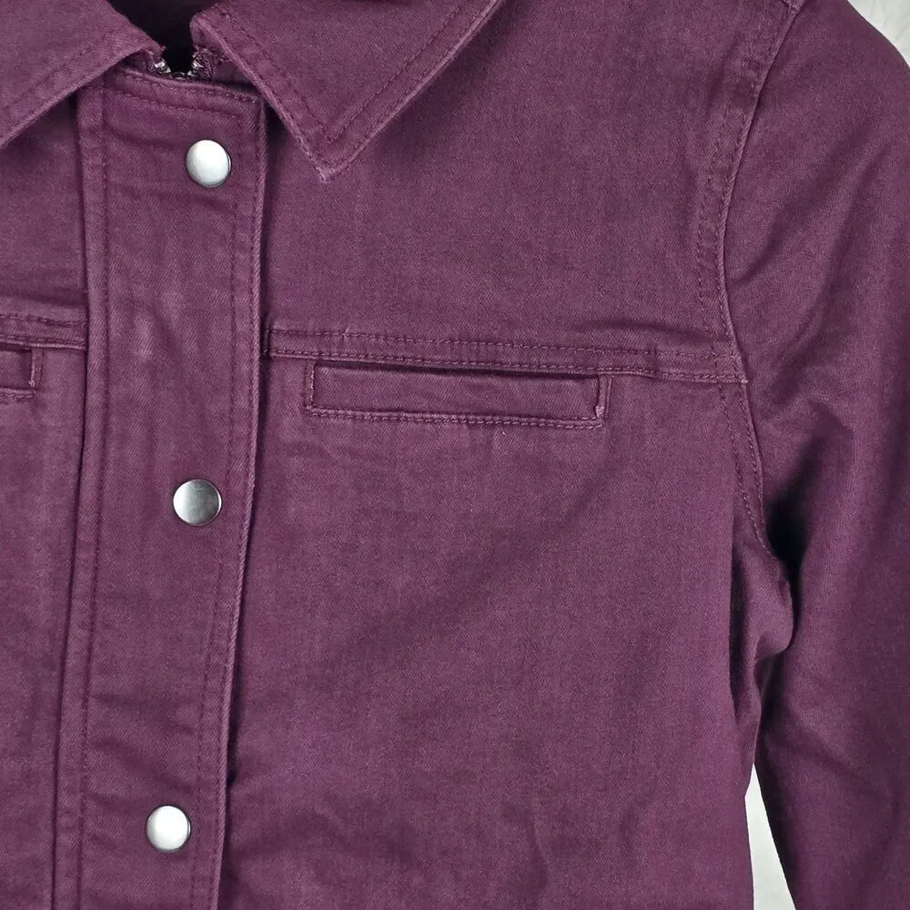 Universal Standard Jean Jacket Women’s Purple 4XS Cotton-Blend Stretch Snaps - Picture 3 of 8